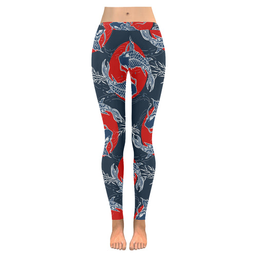 Koi Fish Carp Fishs hand drawn japanese art Women's Legging Fulfilled In US