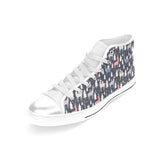 Deers Winter Christmas pattern Women's High Top Canvas Shoes White