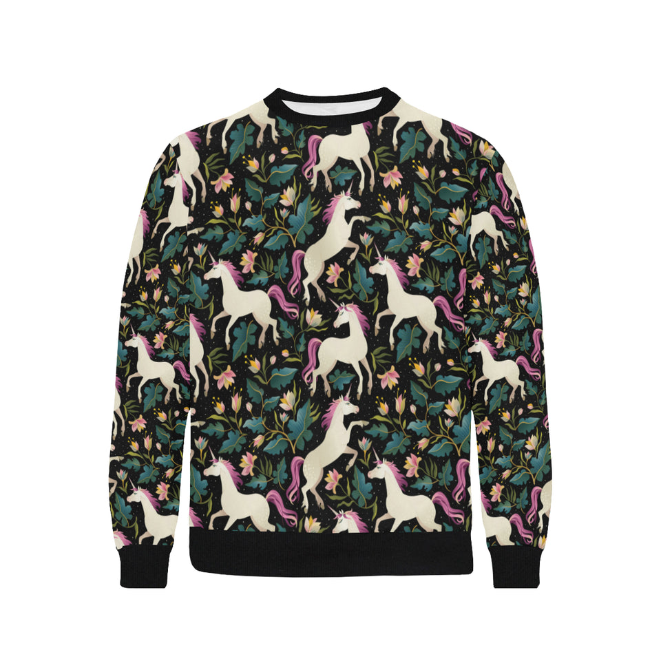 Unicorns forest background Men's Crew Neck Sweatshirt