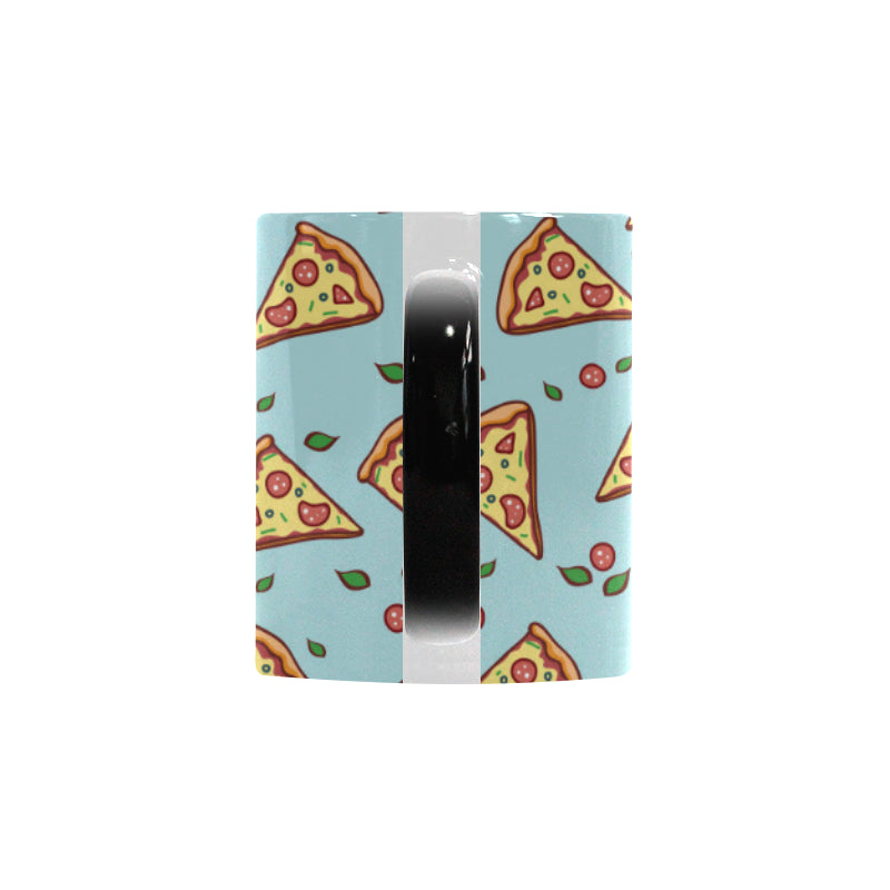 Hand drawn pizza blue background Morphing Mug Heat Changing Mug