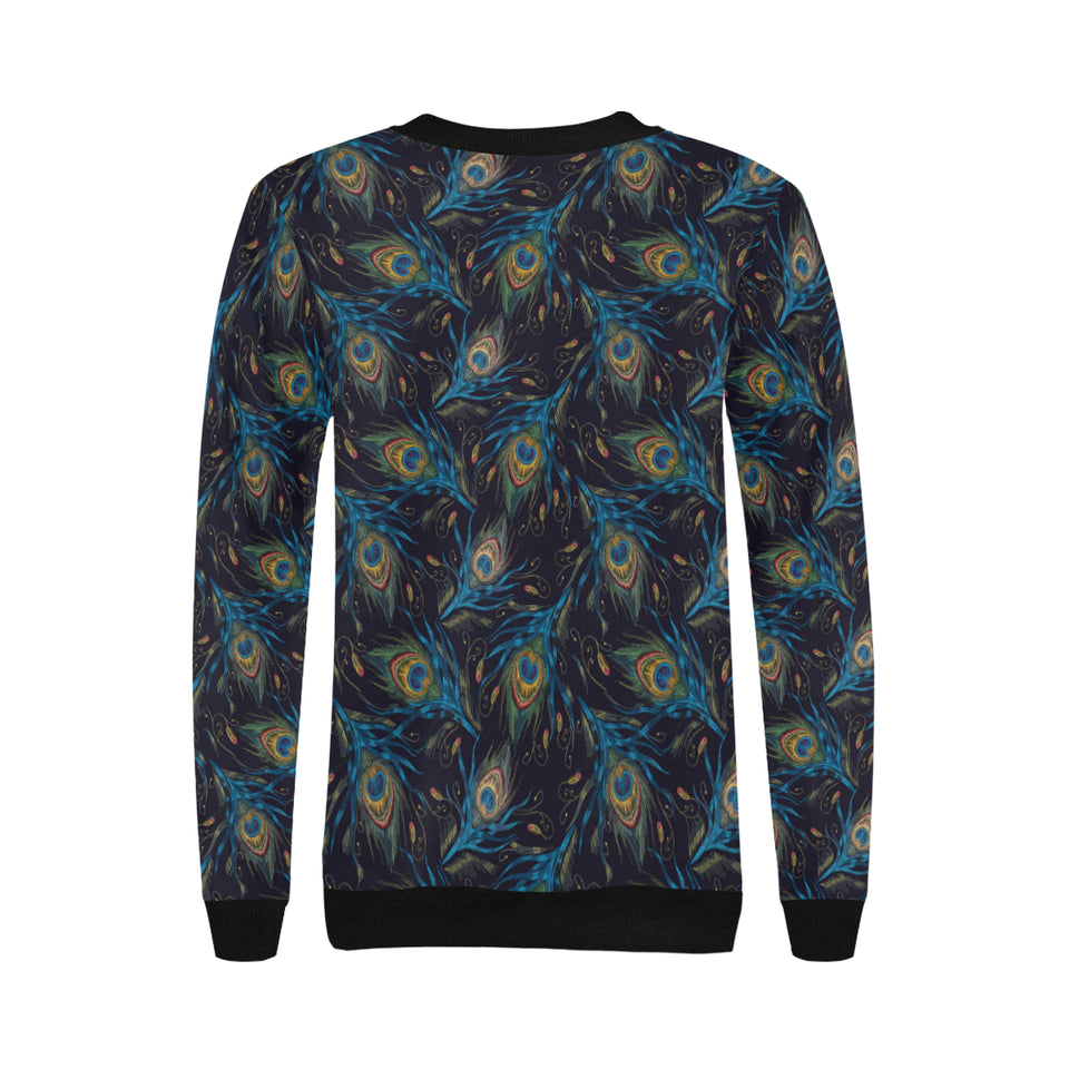 Beautiful peacock feather pattern Women's Crew Neck Sweatshirt