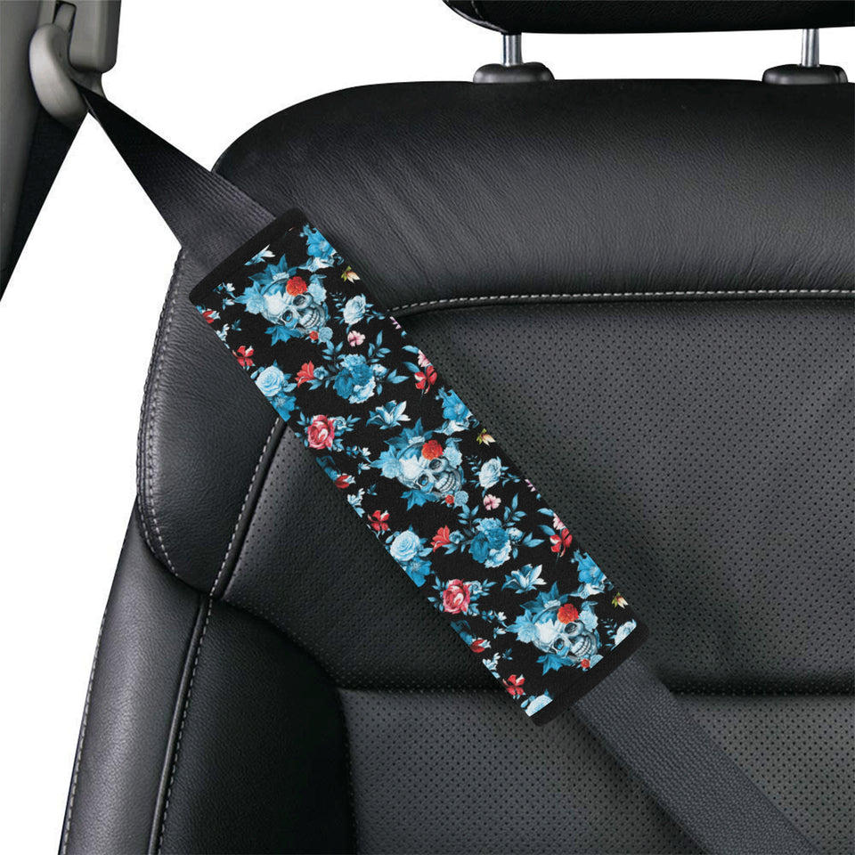 Skull flower roses leave pattern Car Seat Belt Cover
