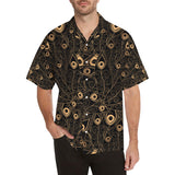 Gold peacock feather pattern Men's All Over Print Hawaiian Shirt