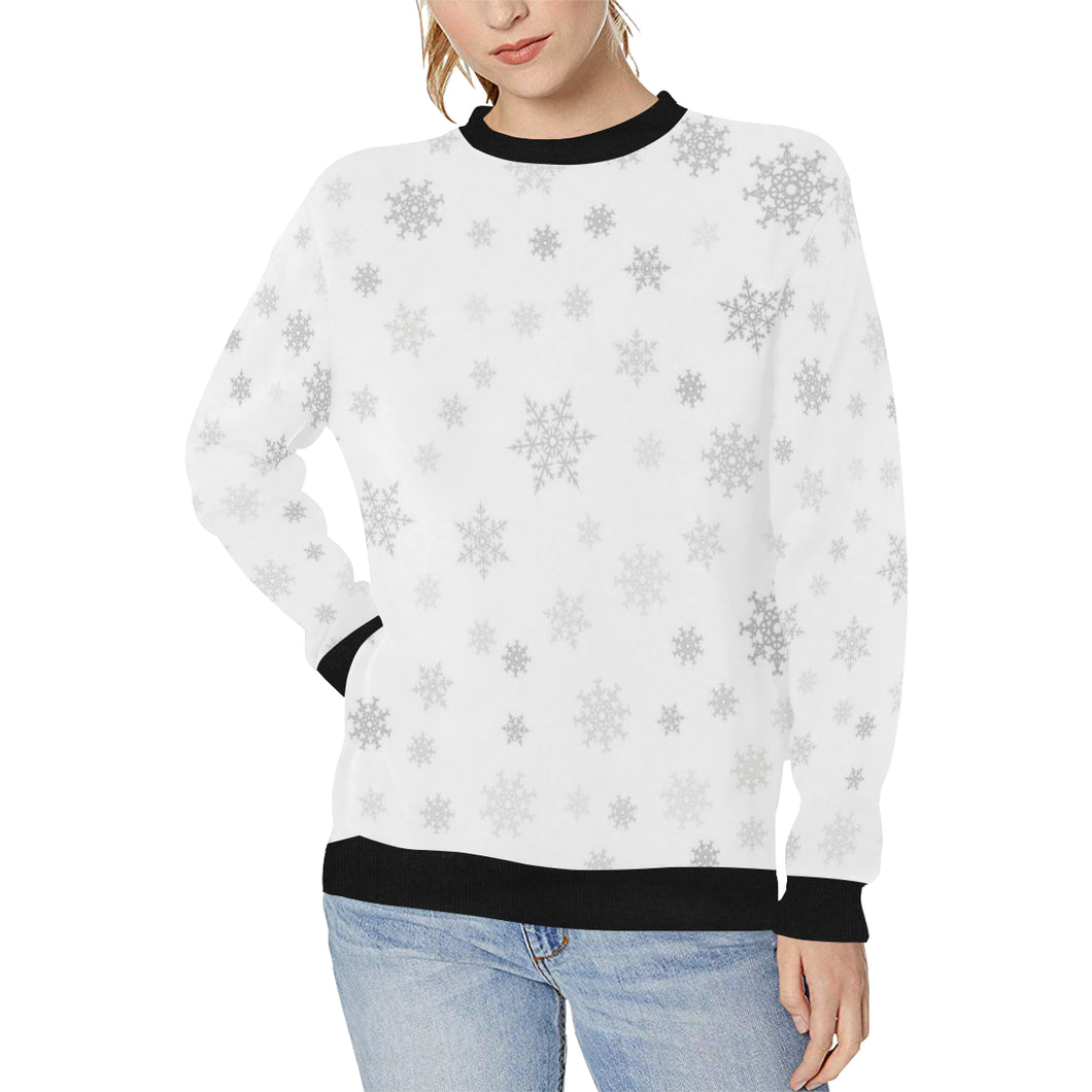 Snowflake pattern white background Women's Crew Neck Sweatshirt