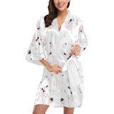 Poodle dog rose cake pattern Women's Short Kimono Robe