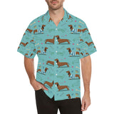 Dachshund decorative background Men's All Over Print Hawaiian Shirt