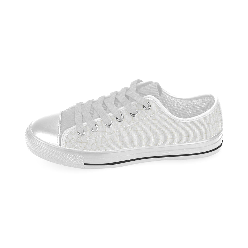 arabic white pattern Men's Low Top Shoes White