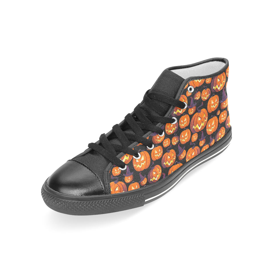 Halloween Pumpkin pattern Women's High Top Canvas Shoes Black