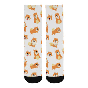 Brown pomeranian pattern Crew Socks