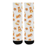 Brown pomeranian pattern Crew Socks