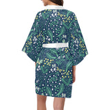 butterfly leaves pattern Women's Short Kimono Robe