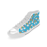 Rainbows Sky Clouds Pattern Men's High Top Canvas Shoes White