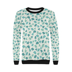Green ginkgo leaves pattern Women's Crew Neck Sweatshirt