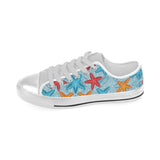 Blue red orange starfish pattern Men's Low Top Shoes White