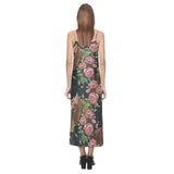 Horse head wild roses pattern V-Neck Open Fork Long Dress