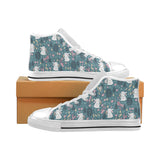 Cute rabbit pattern Men's High Top Canvas Shoes White