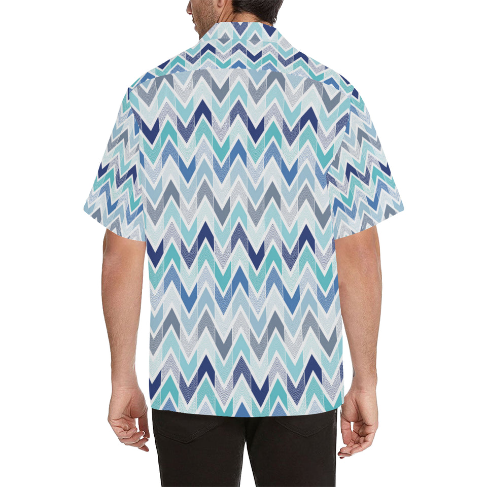 zigzag  chevron blue pattern Men's All Over Print Hawaiian Shirt