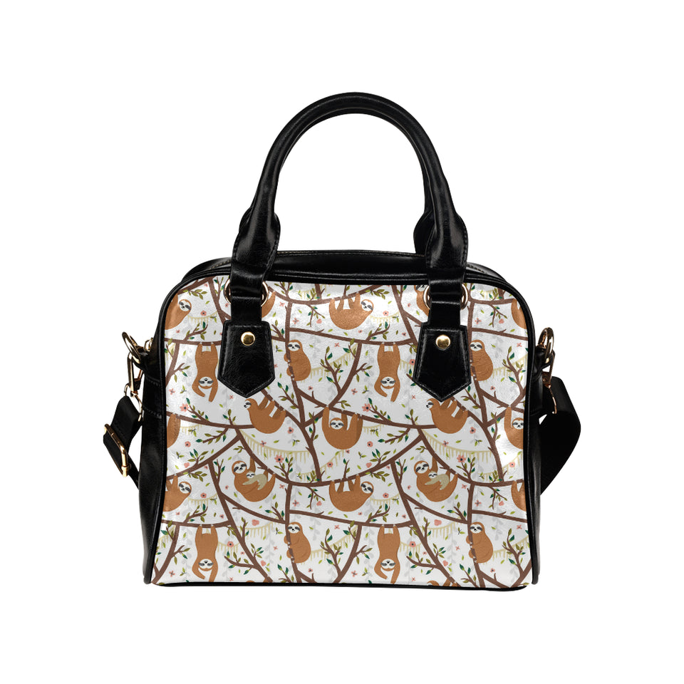 Sloths hanging on the tree pattern Shoulder Handbag