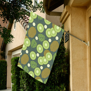 Whole sliced kiwi leave and flower House Flag Garden Flag