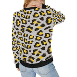 Gray Leopard print pattern Women's Crew Neck Sweatshirt