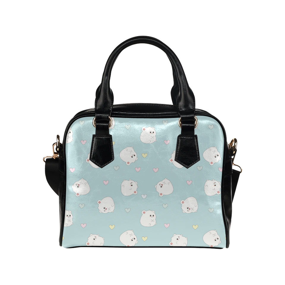 White cute hamsters heart pattern Shoulder Handbag
