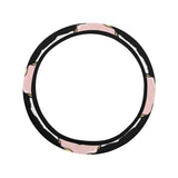 Donuts pink icing striped pattern Car Steering Wheel Cover