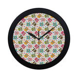 Color cute owl pattern Elegant Black Wall Clock