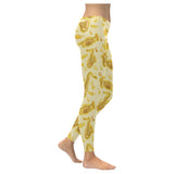 Saxophone cornet pattern yellow background Women's Legging Fulfilled In US