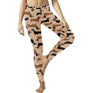 Dachshund floral background Women's Legging Fulfilled In US