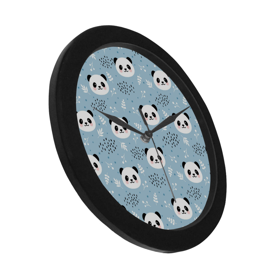Cute panda pattern Elegant Black Wall Clock