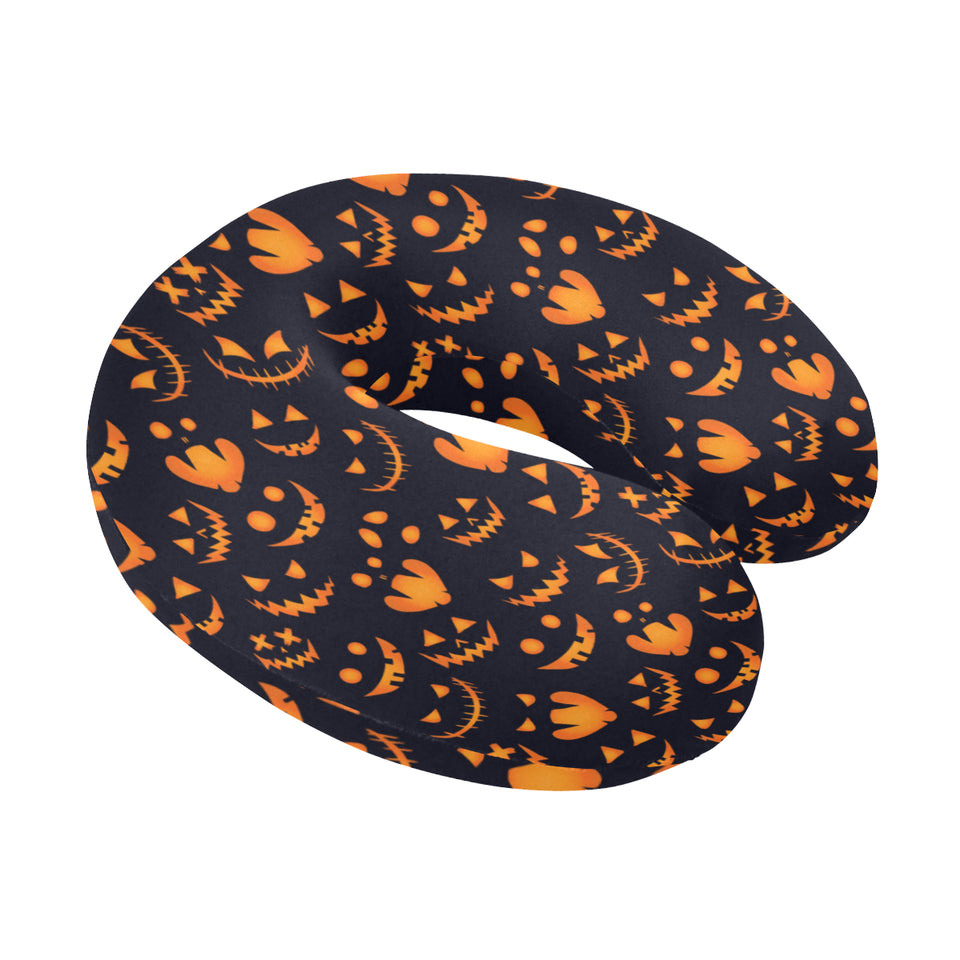 Halloween pattern Pumpkin background U-Shaped Travel Neck Pillow