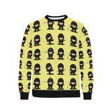 Cute ninja yellow background Men's Crew Neck Sweatshirt