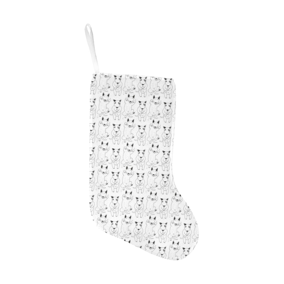 Bull Terrier Pattern Print Design 02 Christmas Stocking