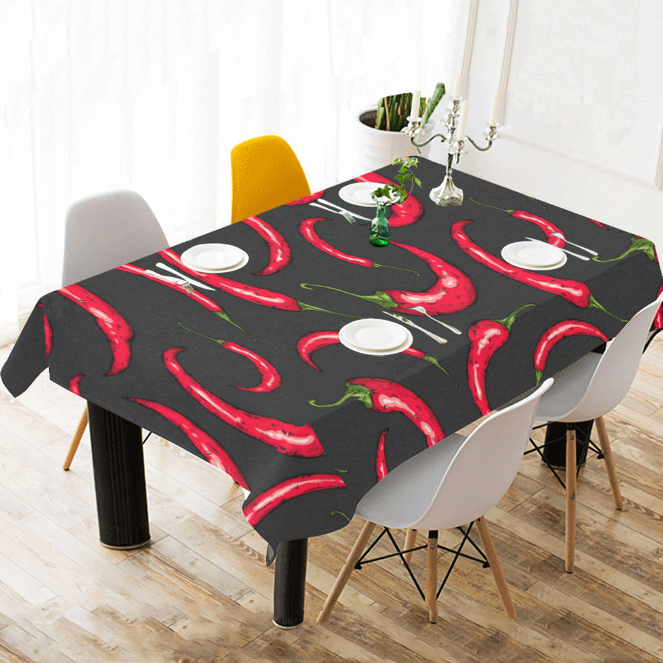 Chili peppers pattern black background Tablecloth