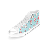 Cute penguin christmas  design pattern Women's High Top Canvas Shoes White