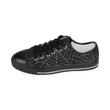 Spider web pattern Black background white cobweb Women's Low Top Canvas Shoes Black