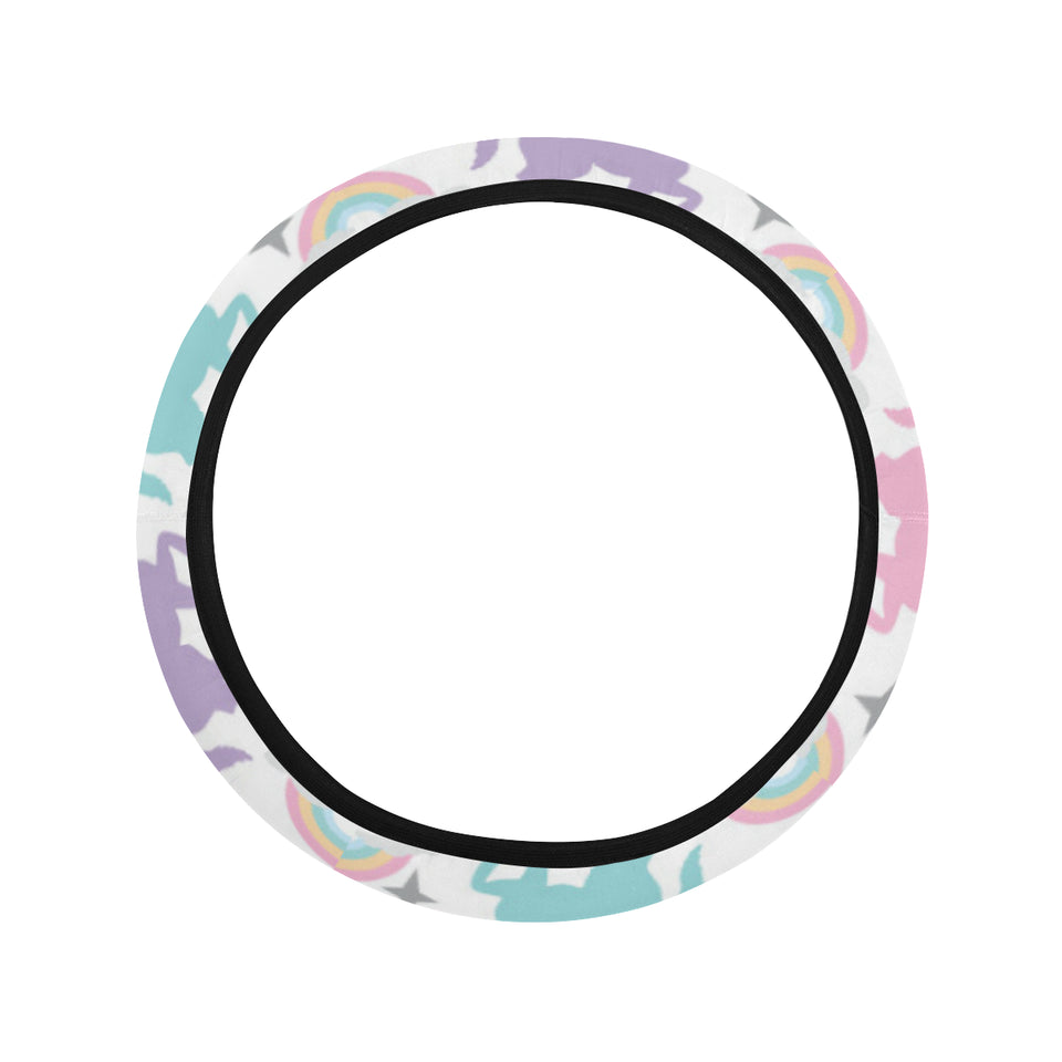 colorful unicorn rainbow heart pattern Car Steering Wheel Cover