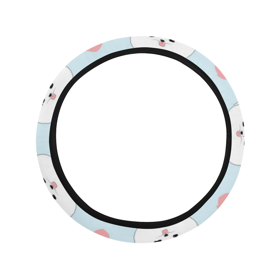 White cute pomeranian pattern Car Steering Wheel Cover