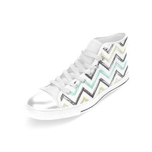 zigzag  chevron paint pattern Women's High Top Canvas Shoes White