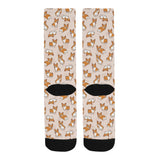 Cute Corgis Pattern pink background Crew Socks