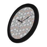 Cute rainbow clound star pattern Elegant Black Wall Clock