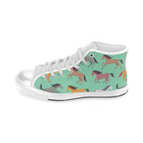 Colorful horses pattern Men's High Top Canvas Shoes White