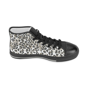 Leopard skin print pattern Women's High Top Canvas Shoes Black