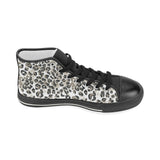 Leopard skin print pattern Women's High Top Canvas Shoes Black