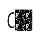Saxophone music notes treble clef black white them Morphing Mug Heat Changing Mug