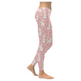 Cute white rabbit flower pink background Women's Legging Fulfilled In US