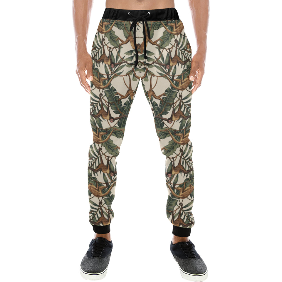 Monkey tropical leaves background Unisex Casual Sweatpants