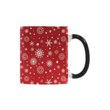 Snowflake pattern red background Morphing Mug Heat Changing Mug