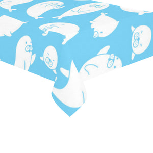 Cute white sea lion seals pattern Tablecloth