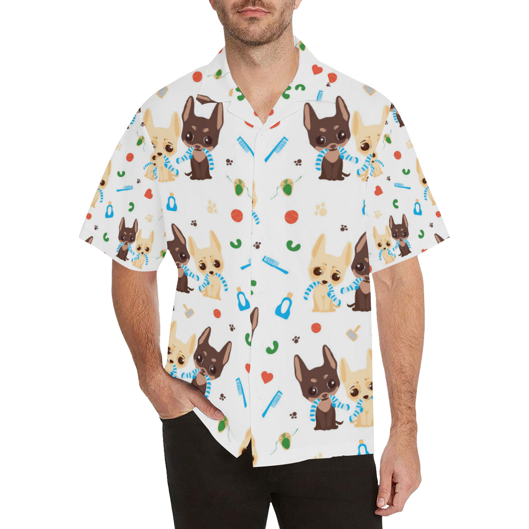 Cute Chihuahua dog pattern Men's All Over Print Hawaiian Shirt
